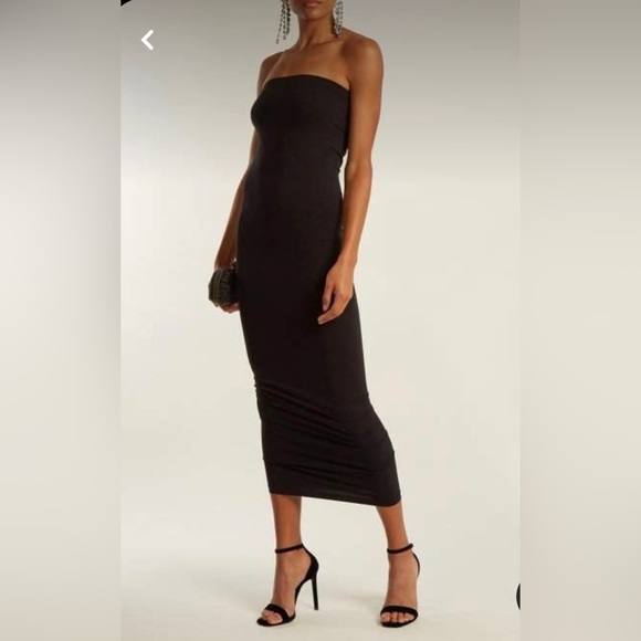 Y2K 90s Vintage floral lace metallic strapless midi dress with slit - Picture 1 of 6